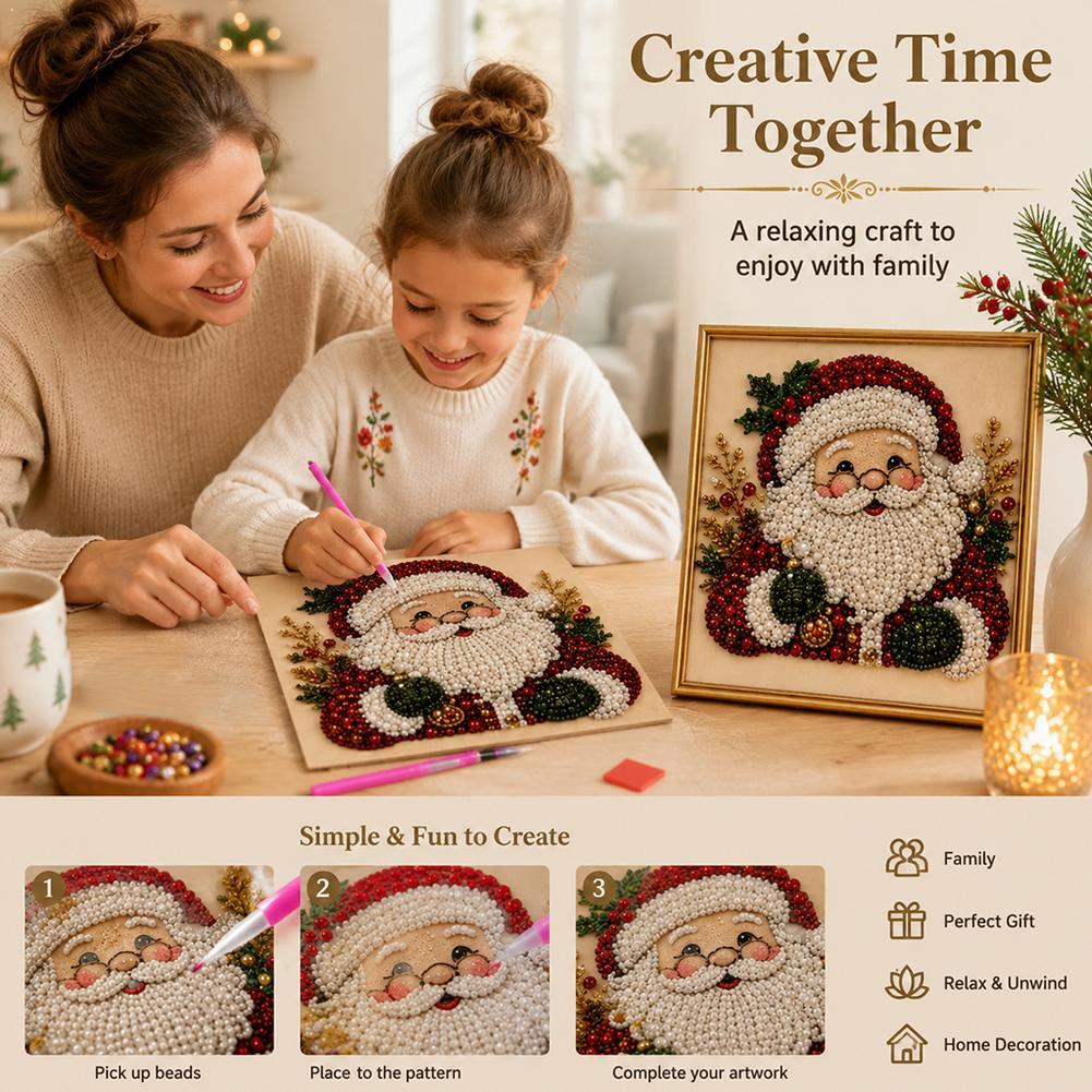 Art Craft For Christmas - Christmas Santa Claus Pearl Art DIY