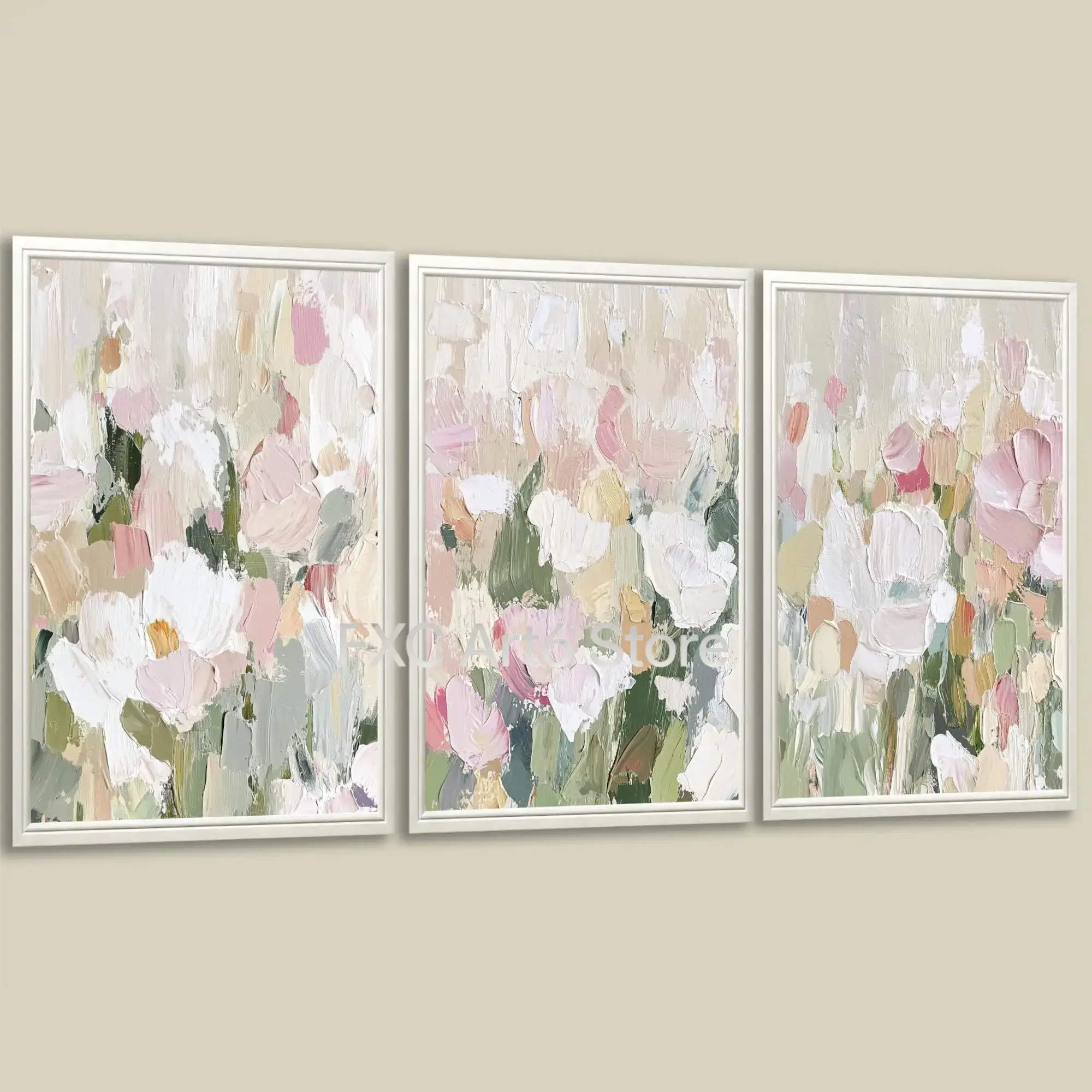 Painting Knife Palette - 3PC frameless Impasto Textured Abstract Floral