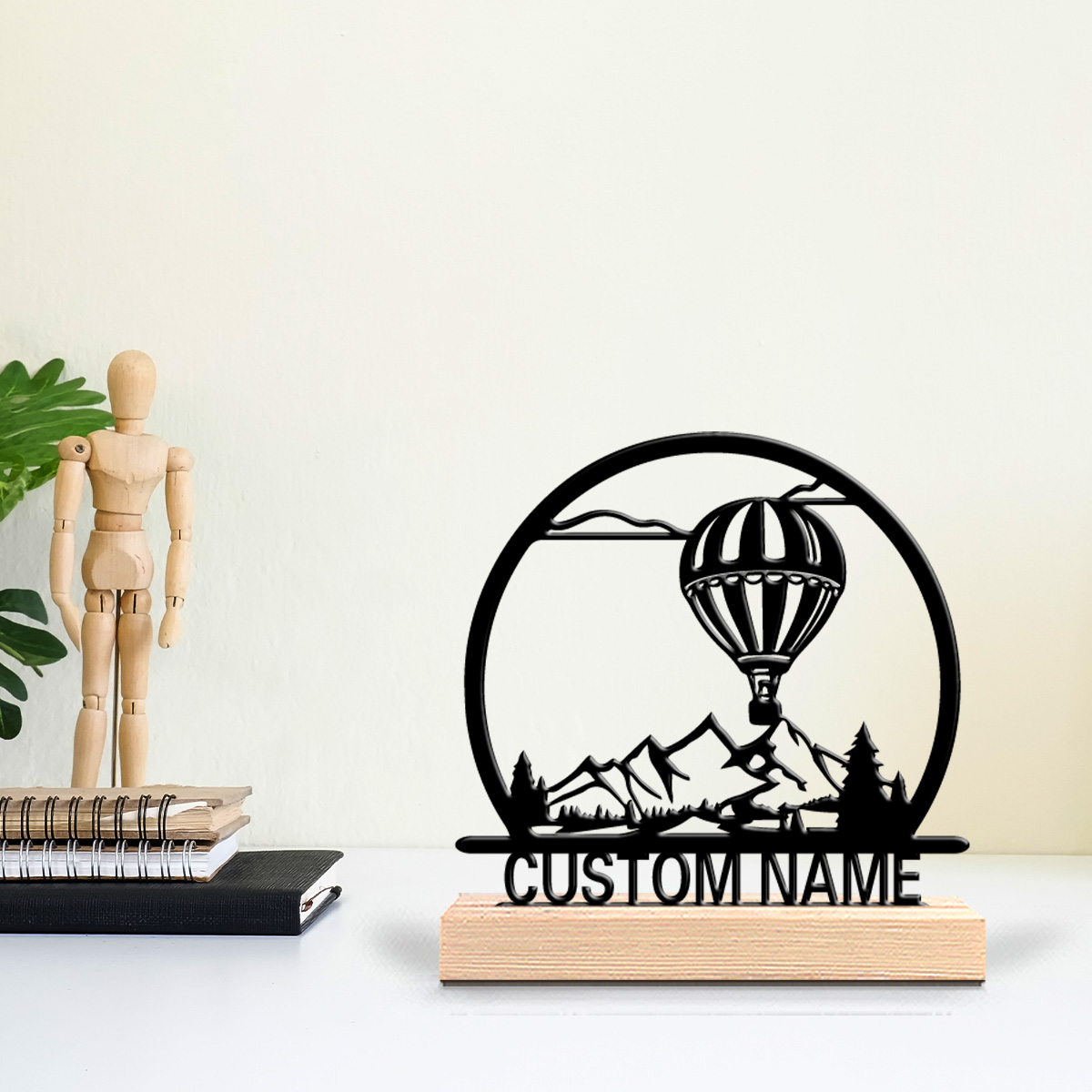 Art Craft Wood - 1pc Hot air balloon Customized Name