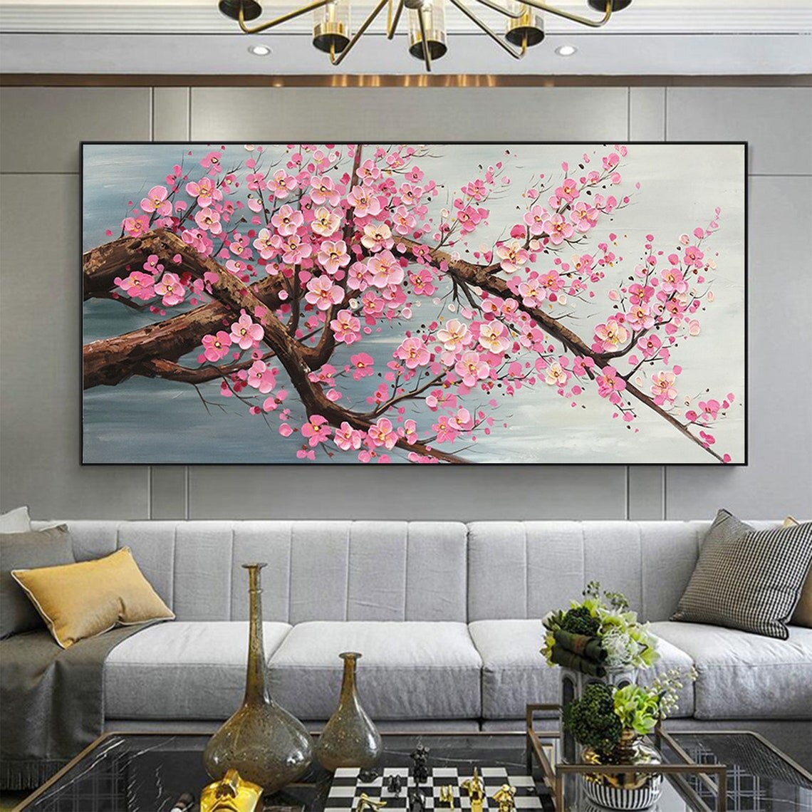 Painting Knife Palette - Modern Cherry Blossom Canvas Art Textured