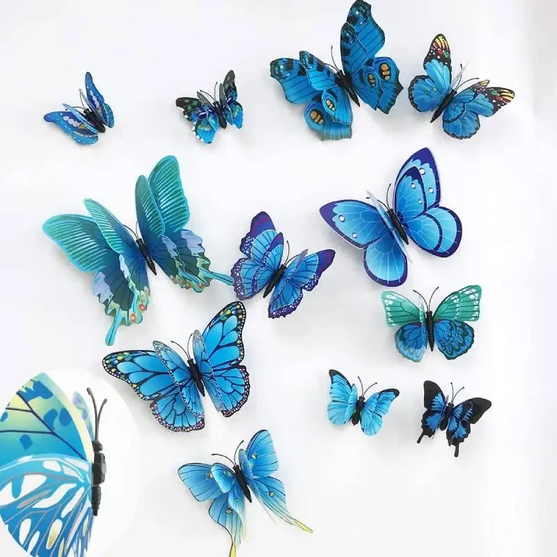 Art And Craft For Nursery - 12pcs 3D Colorful Butterfly Wall Stickers
