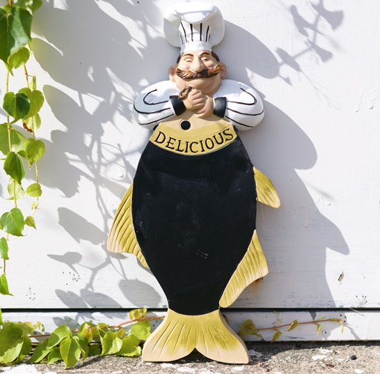 Art Craft Bakery - Chef and Fish Figurine Message Board