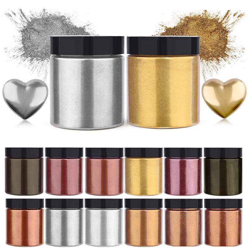 Resin Pigment Powder - 50g Shimmer Metallic Gold Silver Color