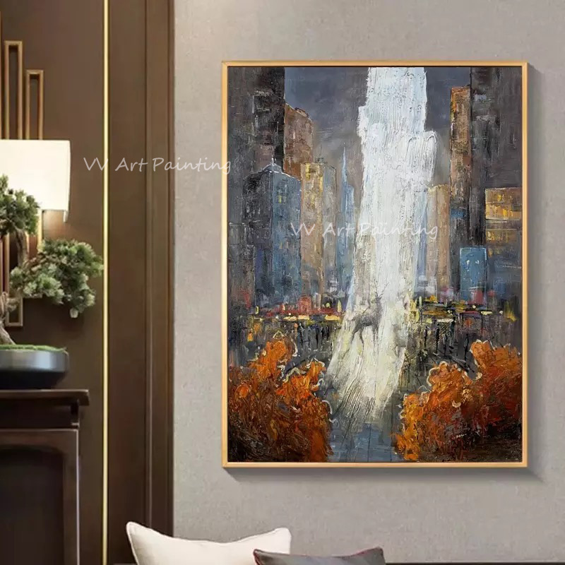 Painting Knife Palette - Hand-Painted Impasto Cityscape Oil Painting, Palette