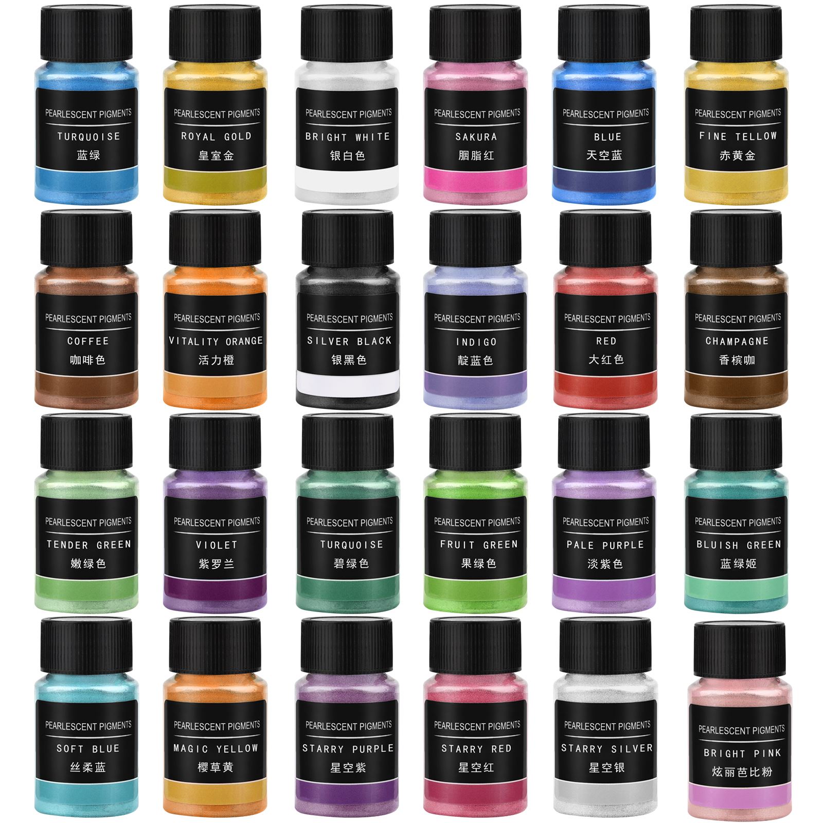 24 Colors Pearlescent Powder E - đánh giá và giá Resin Pigment Powder