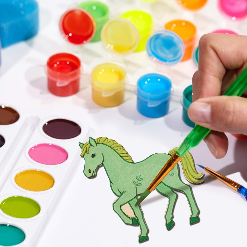 24Pcs Unfinished Horse Wooden  - đánh giá và giá Art Craft Horse