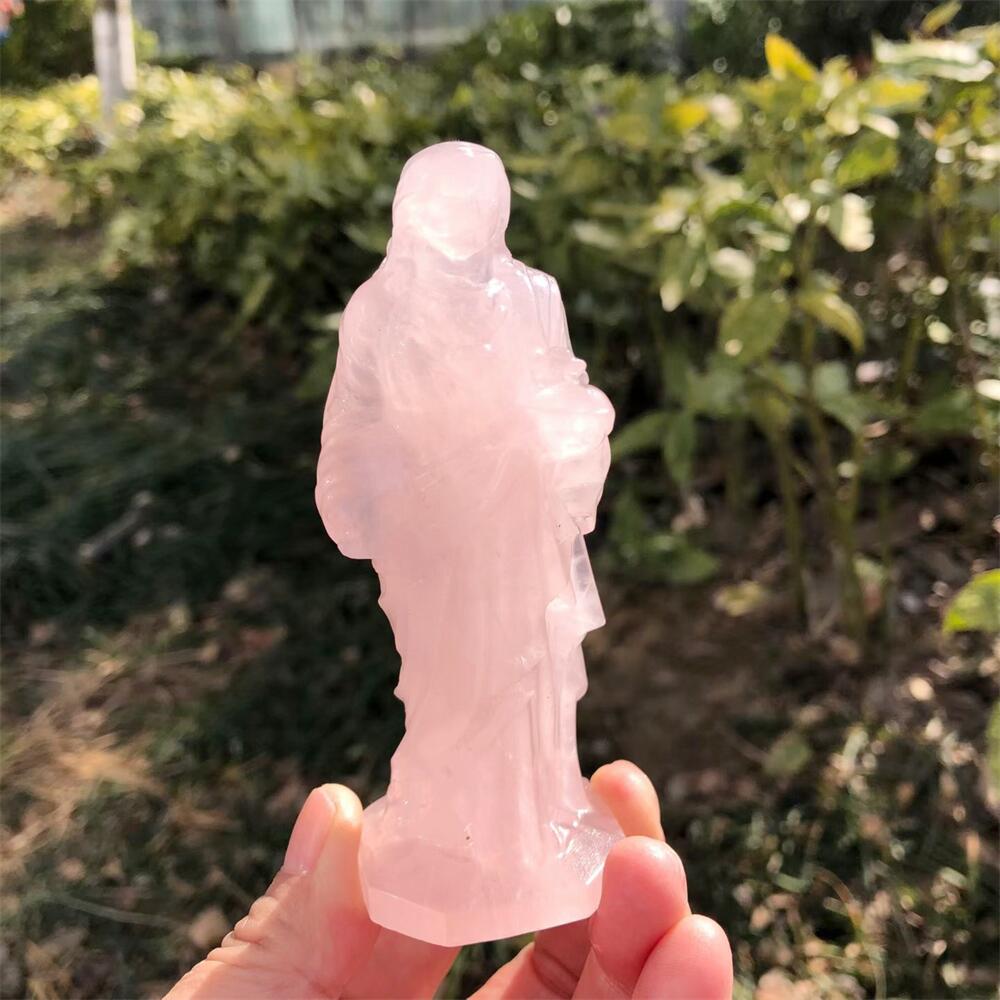10cm Rose Quartz Jesus Carving - đánh giá và giá Art Craft Rose