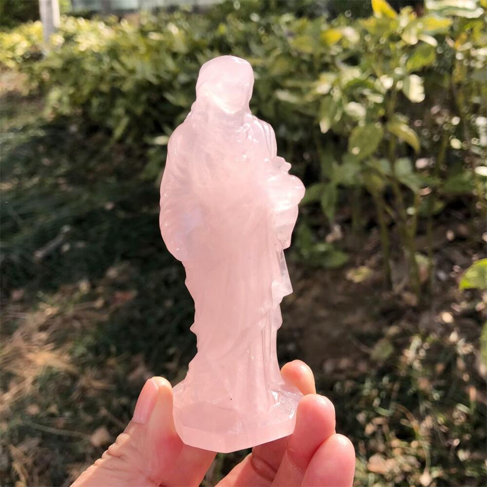 10cm Rose Quartz Jesus Carving - đánh giá và giá Art Craft Rose