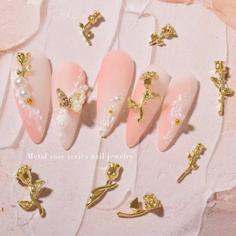 10 Chiếc 3D Hoa Hồng Móng Tay  - đánh giá và giá Art Craft Rose