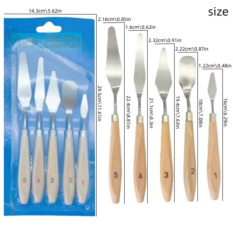 5Pcs Wooden Handle Painting Pa - đánh giá và giá Painting Knife Palette