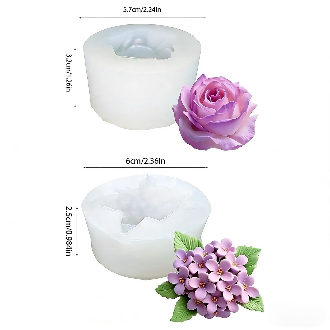 2-Piece 3D Rose and Lilac Sili - đánh giá và giá Art Craft Rose