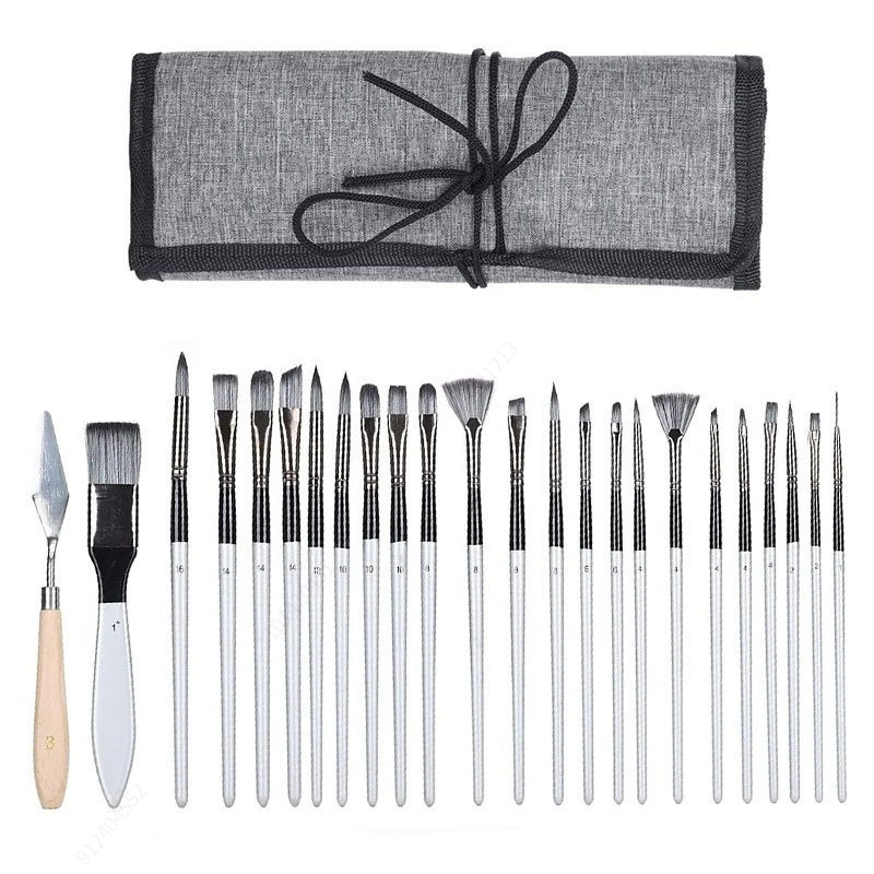 24 Pcs Brush Set Enhanced Synt - đánh giá và giá Painting Knife Palette