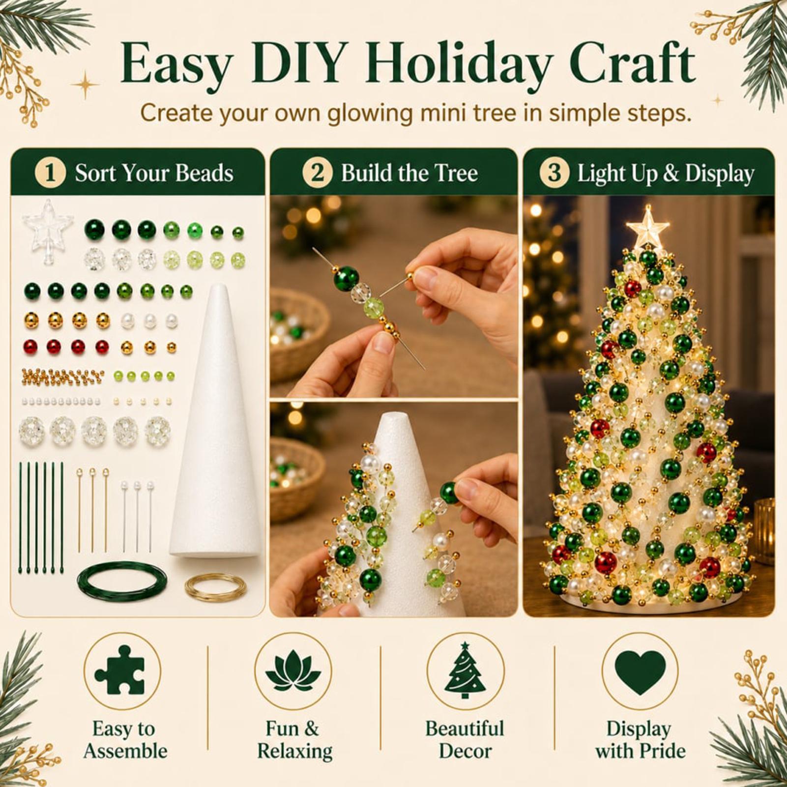 Beaded Christmas Tree Kit DIY  - đánh giá và giá Art Craft Holiday